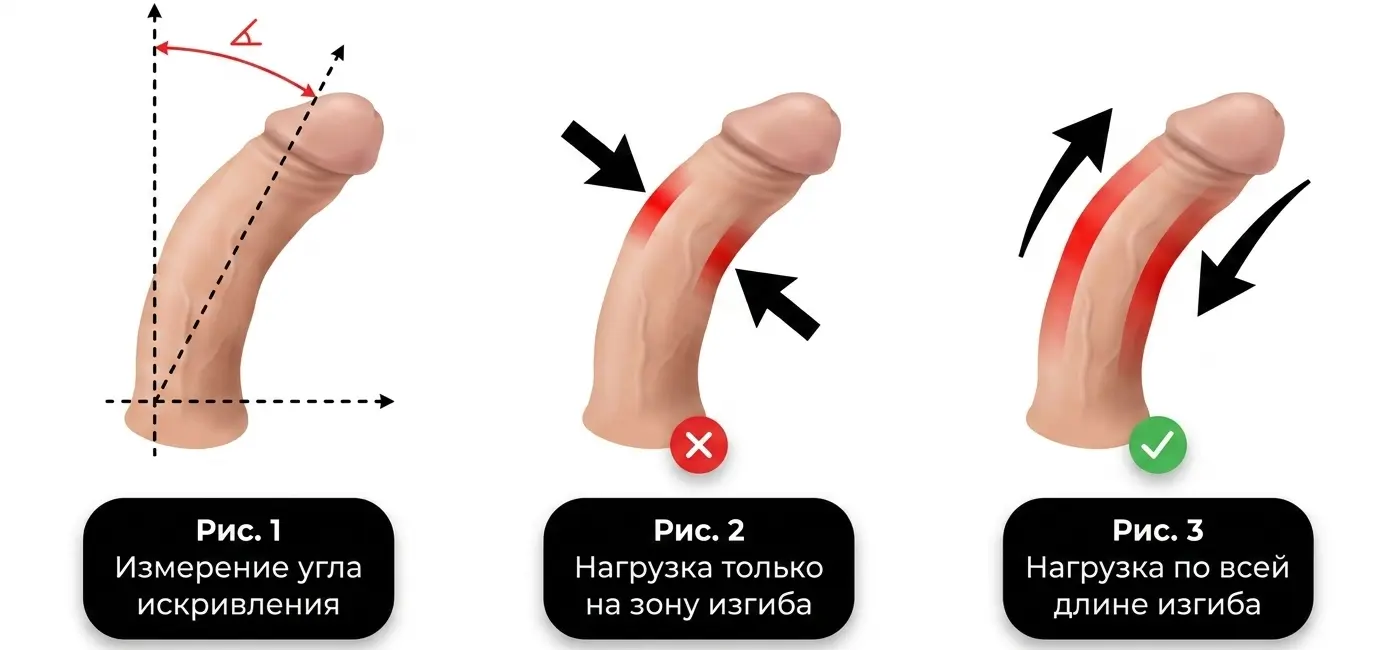Замер угла искривления и распределение нагрузки по длине изгиба