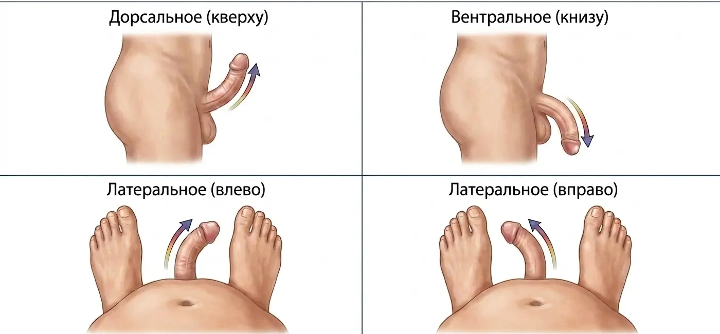 Основные направления искривления пениса